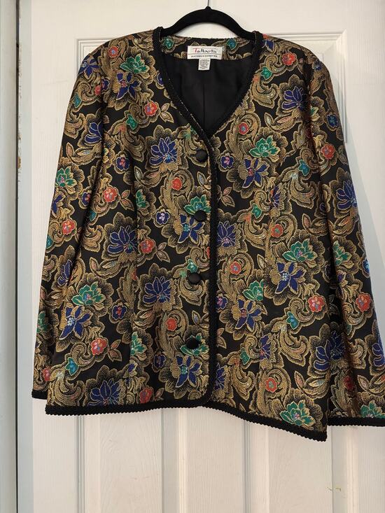 Talbots Jackets & Blazers - Talbots Kathryn Conover Metallic Gold Brocade Floral Evening Jacket Blazer 14